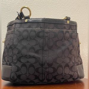 Coach Gallery Signature Tote Shoulder Handbag Jacquard Leather (Black)